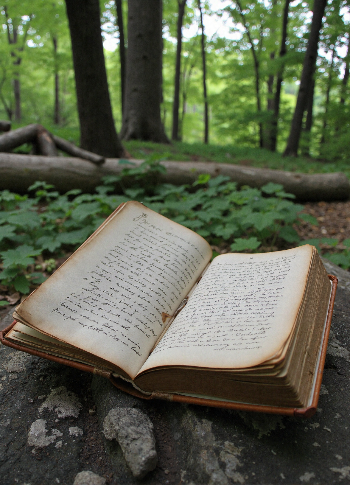 An old book on stone in the forest